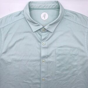 Toes on the Nose Button Down Men Medium Mint Green Micro Stripe Short Sleeve